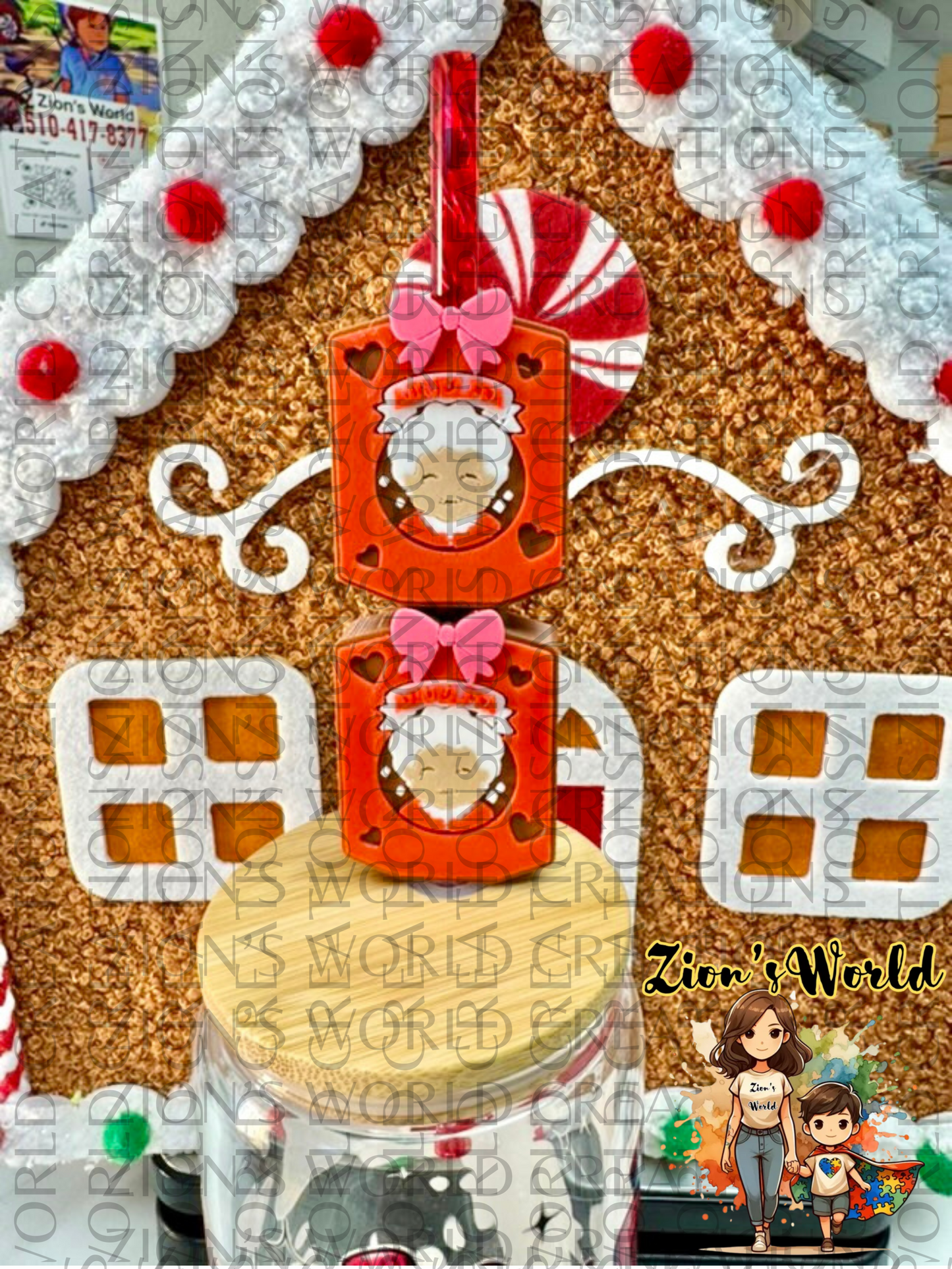 CHOCOLATE ABUELITA PINK BOW STRAW TOPPERS