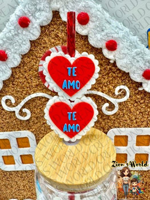 TE AMO RED AND WHITE TOPPERS (SET OF 12)