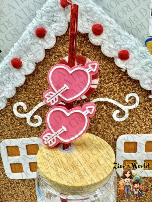 PINK AND WHITE HEART CUPID'S ARROW TOPPERS (SET OF 12)