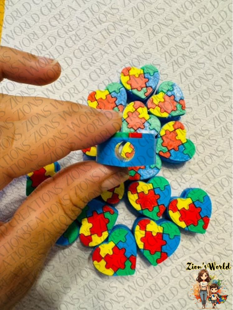 Autism Heart STRAW TOPPERS (SET OF 12)