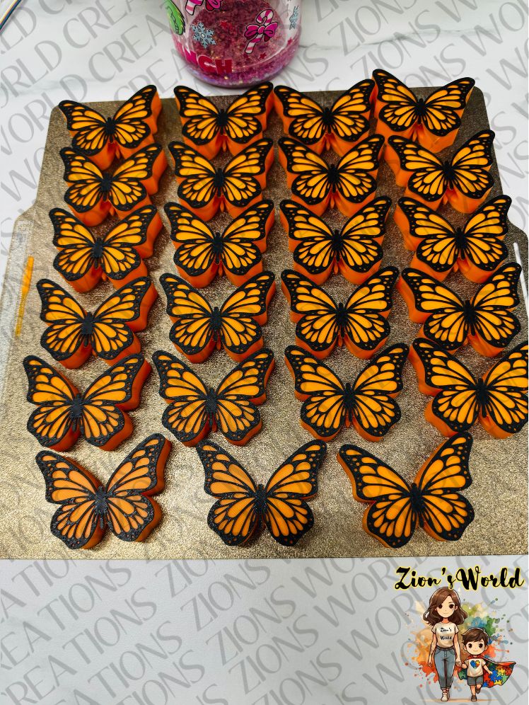 ORANGE MONARCH BUTTERFLY STRAW TOPPERS (SET OF 12)
