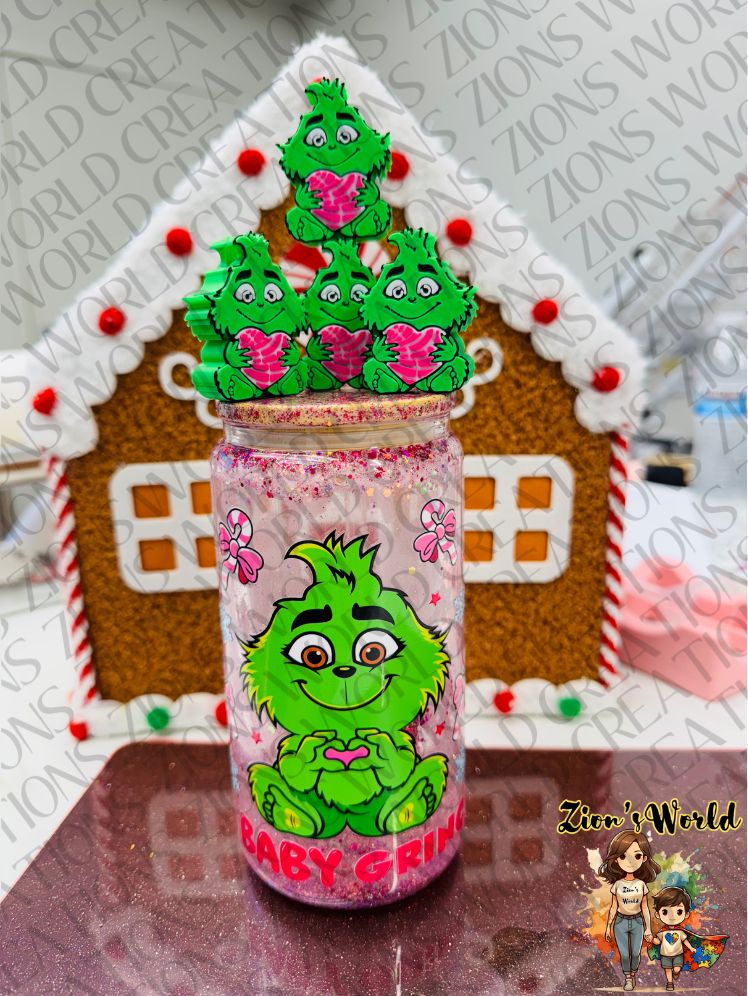 BABY GRINCH STRAW TOPPERS (SET OF 12)