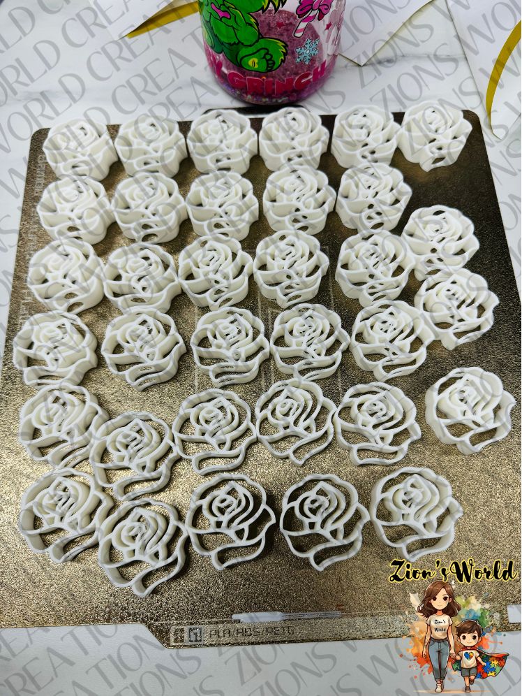 WHITE ROSE STRAW TOPPERS (SET OF 12)