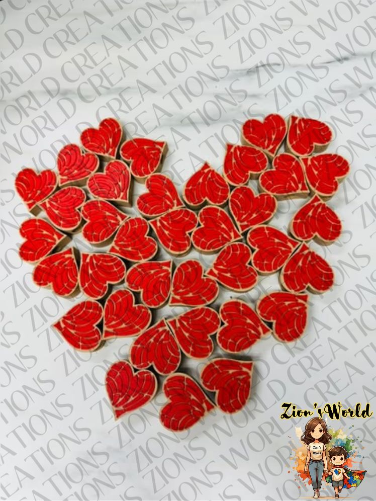 RED/MAZAPAN HEART CONCHITA STRAW TOPPERS (SET OF 12)