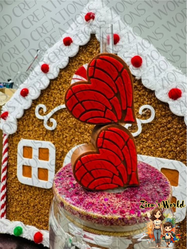 RED/MOCHA HEART CONCHITA STRAW TOPPERS (SET OF 12)