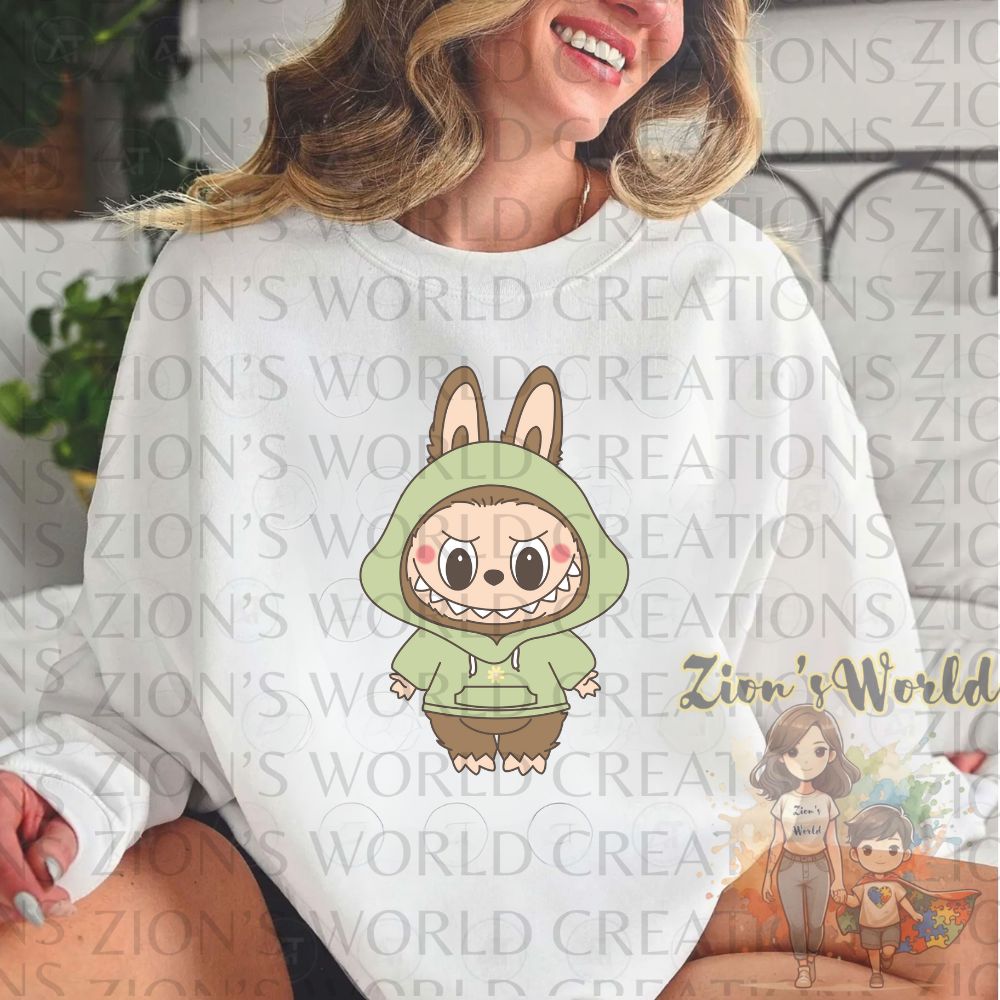 LABUBU GREEN HOODIE DTF