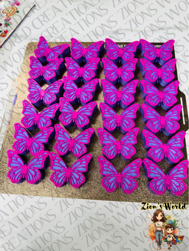 PURPLE/PINK MONARCH BUTTERFLY STRAW TOPPERS (SET OF 12)