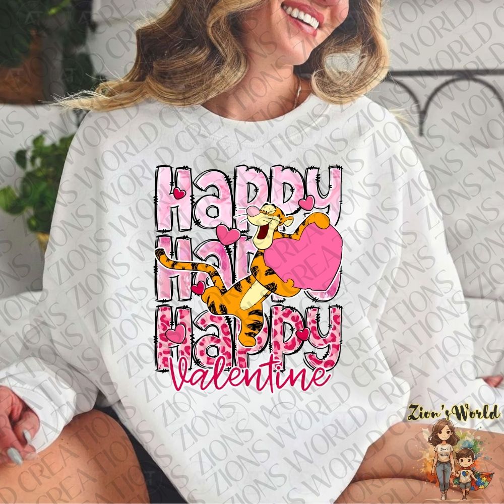HAPPY HAPPY HAPPY VALENTINES TIGER DTF