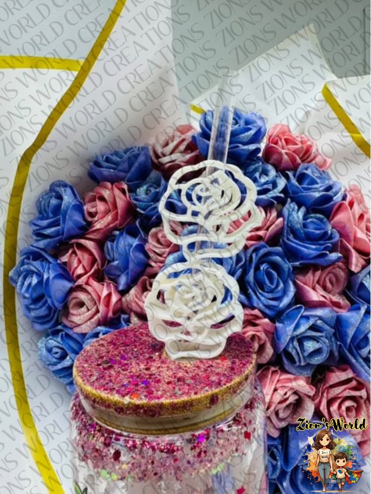 WHITE ROSE STRAW TOPPERS (SET OF 12)