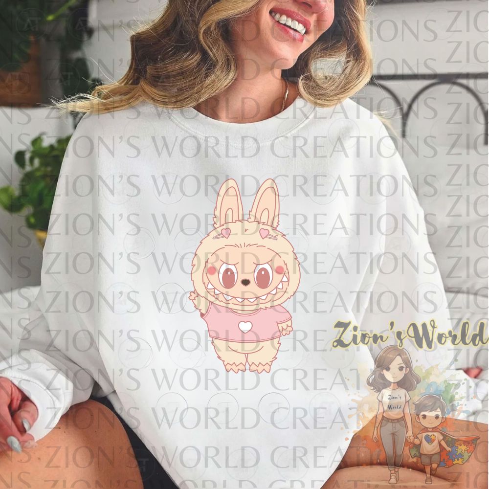 LABUBU HEART HAIR PINS DTF