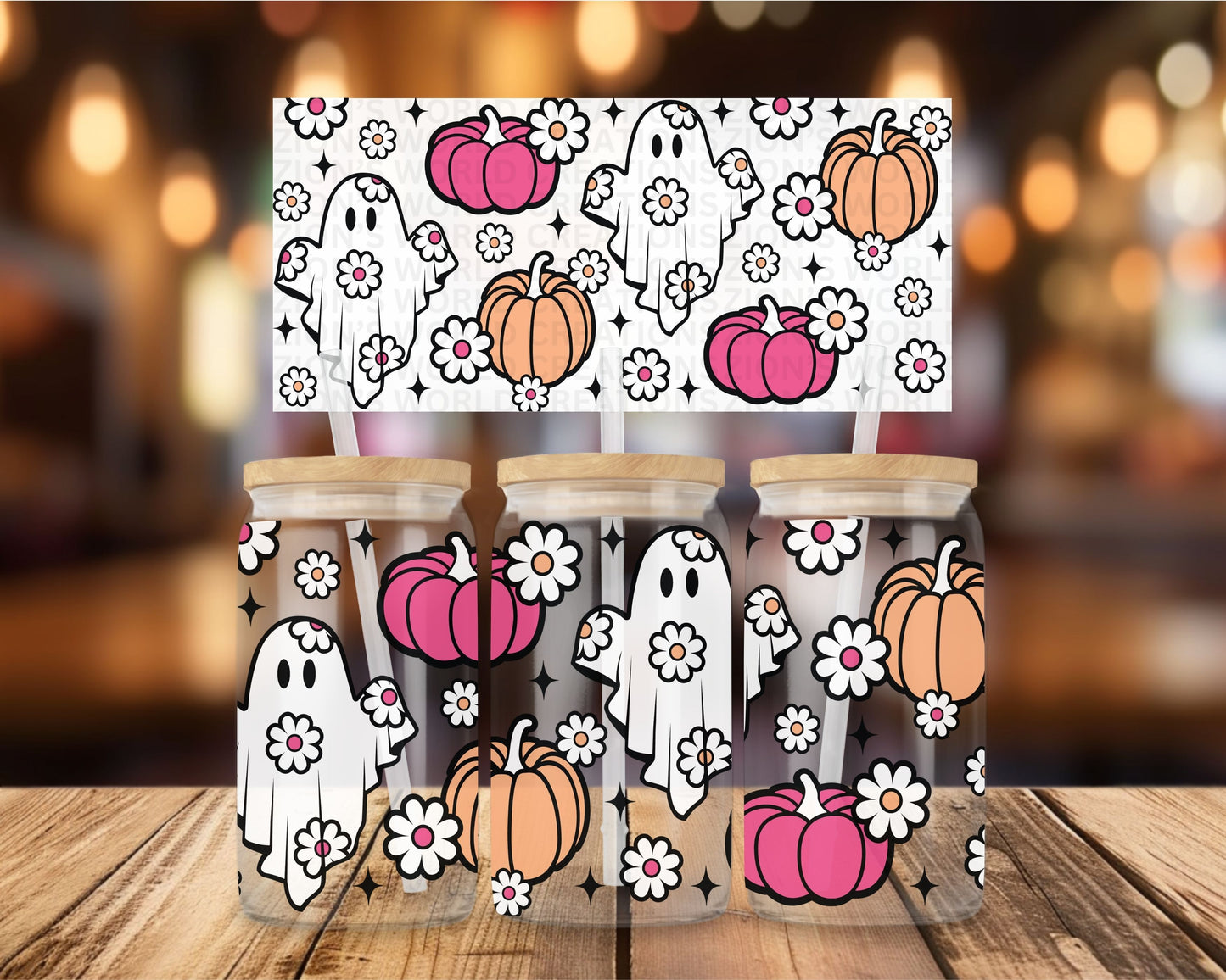 CUTE FLORAL PUMPKIN AND GHOST