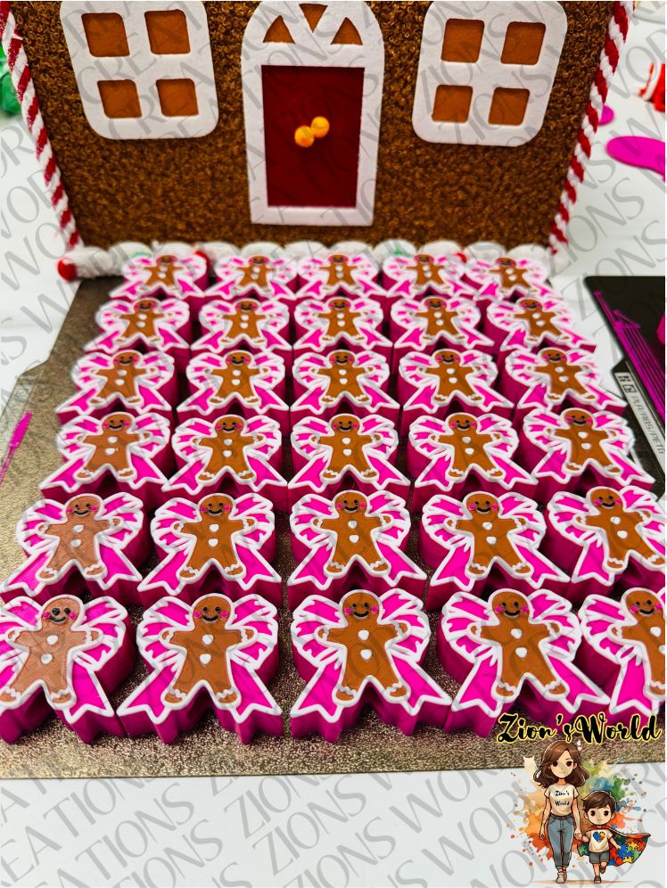 PINK GINGERBREAD COQUETTE STRAW TOPPER (SET OF 12)