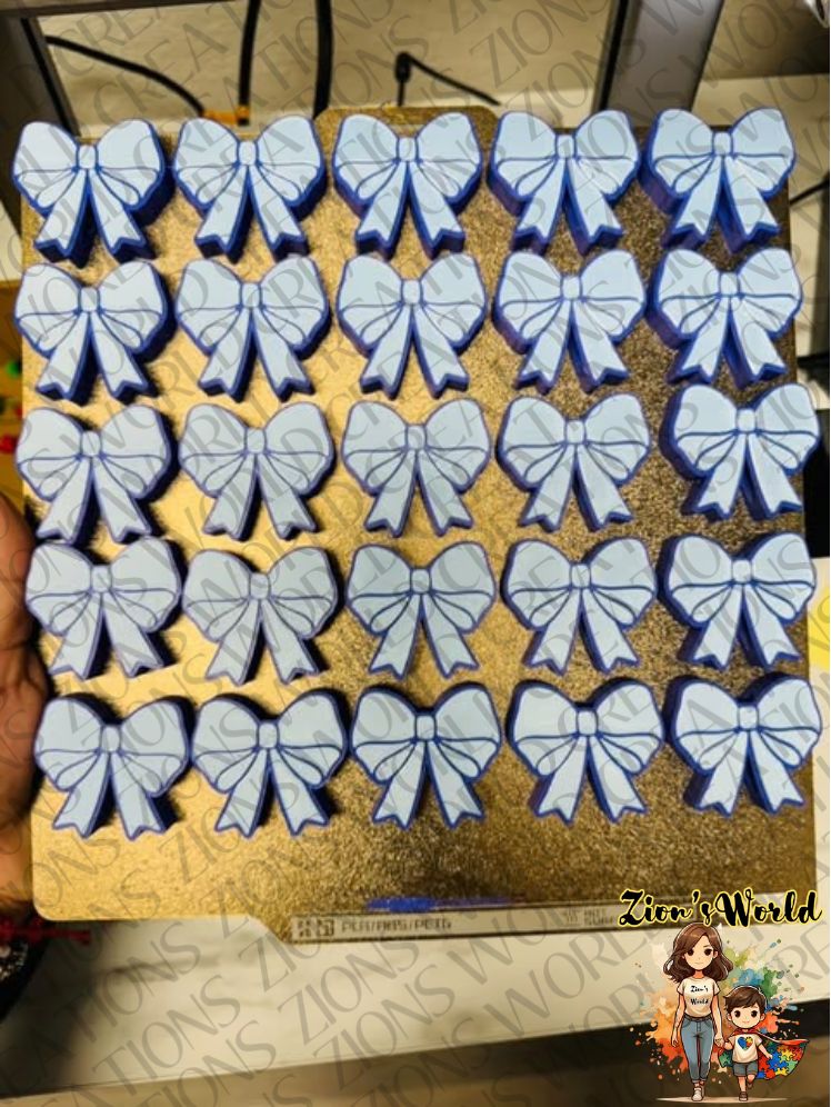 BABY BLUE/PURPLE bows STRAW TOPPERS (SET OF 12)