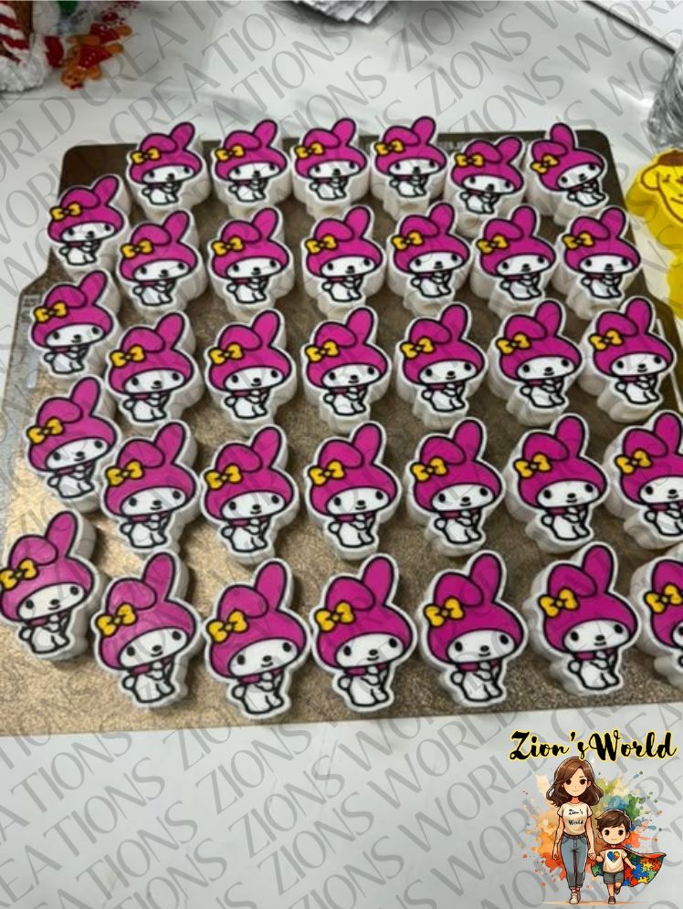 MY MELODY MAGENTA STRAW TOPPERS (SET OF 12)