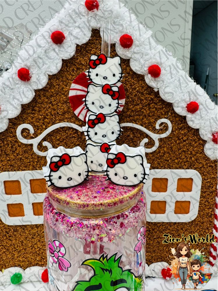 HELLO KITTY RED BOW STRAW TOPPER (SET OF 12)