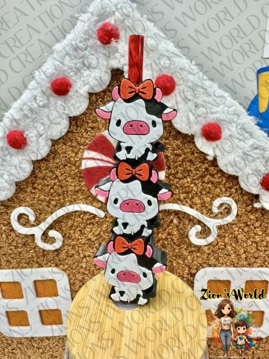 RED BOW COQUETA COW STRAW TOPPERS (SET OF 12)