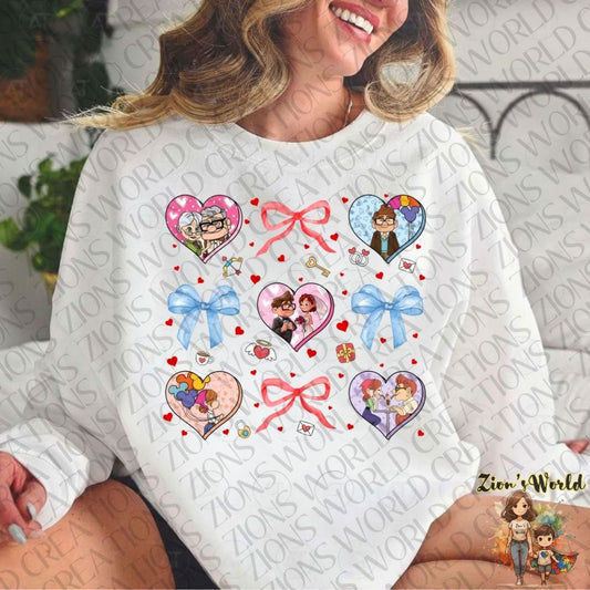 VALENTINES CARL & ELLIE BOWS & HEARTS DTF
