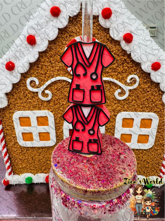 PINK STRAW TOPPERS (SET OF 12)