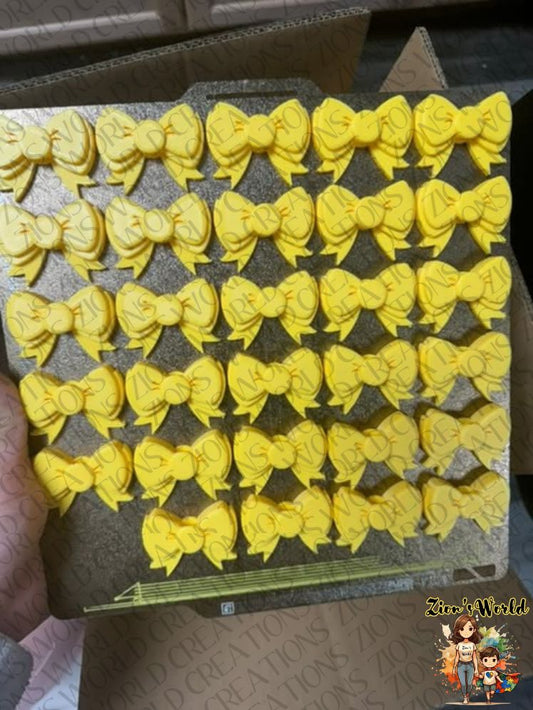 YELLOW bows STRAW TOPPERS (SET OF 12)