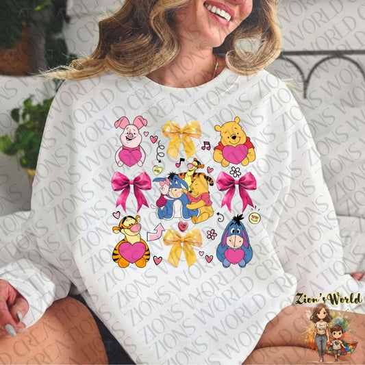 POOH & FRIENDS HEARTS & BOWS DTF