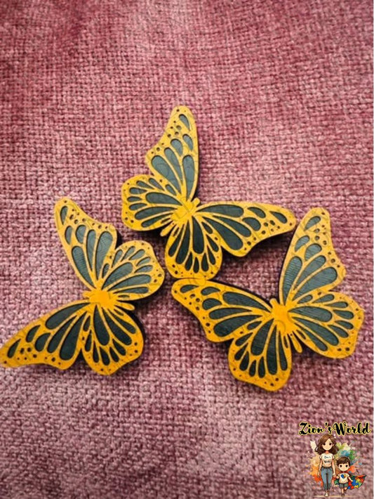 INVERTED BLACK AND ORANGE MONARCH BUTTERFLIES STRAW TOPPERS (SET OF 12)