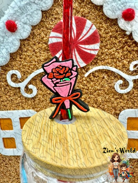 PINK FLOWER BOUQUET TOPPERS (SET OF 12)
