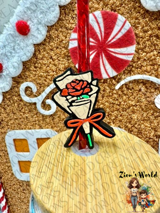 BEIGE FLOWER BOUQUET TOPPERS (SET OF 12)