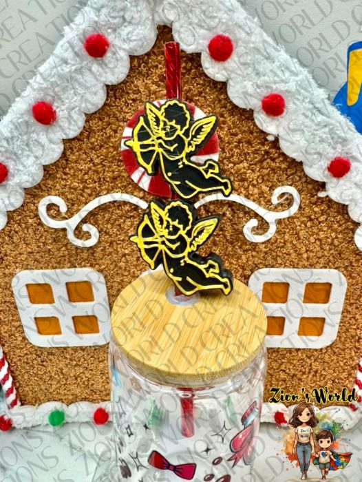 BLACK AND YELLOW CUPID TOPPERS (SET OF 12)