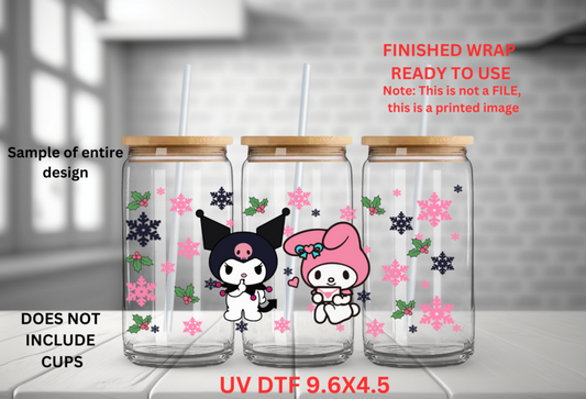 Sanrio pink and black snowflakes