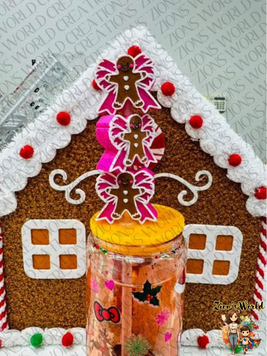 PINK GINGERBREAD COQUETTE STRAW TOPPER (SET OF 12)