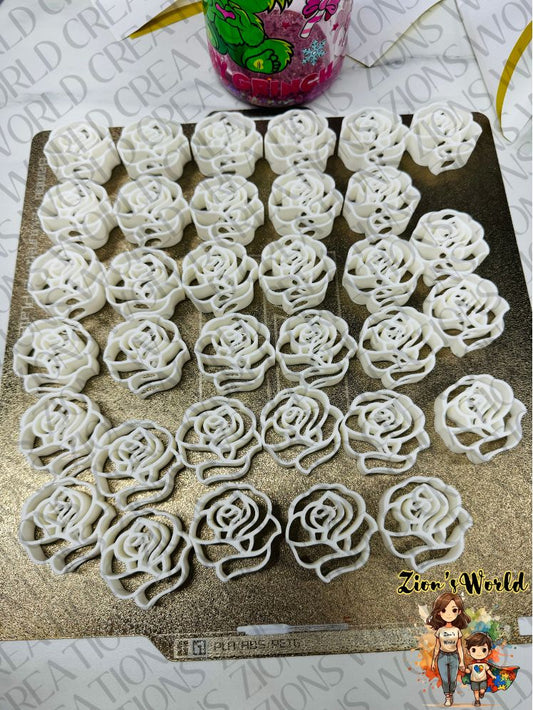 WHITE ROSE STRAW TOPPERS (SET OF 12)