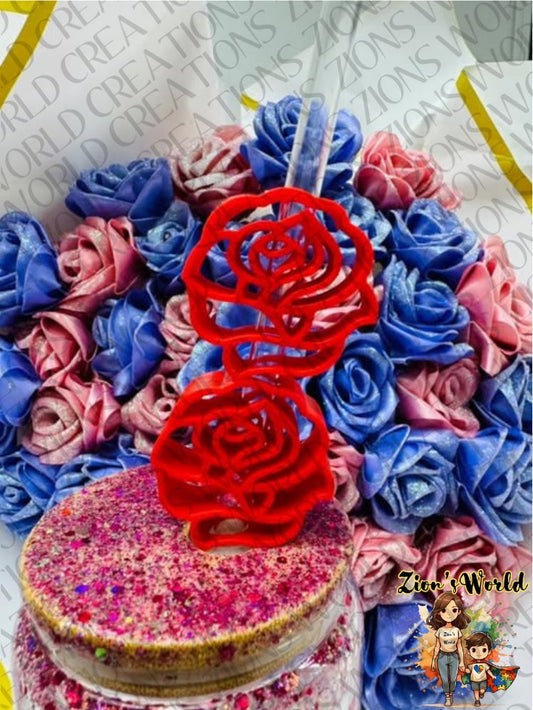 RED ROSE STRAW TOPPERS (SET OF 12)