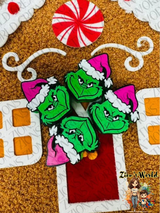 GRINCH PINK HAT STANLEY STRAW TOPPER (SET OF 12)