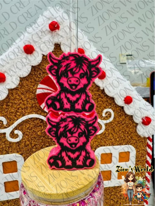 PINK/BLACK COW STRAW TOPPERS (SET OF 12)
