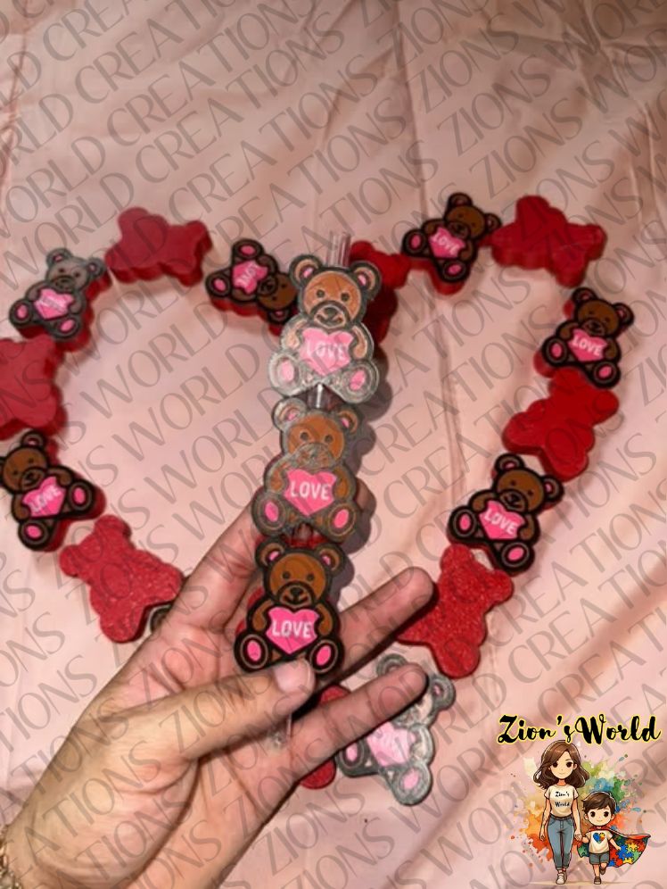 PRE-ORDER RED BACK LOVE BEAR STRAW TOPPERS (SET OF 12)