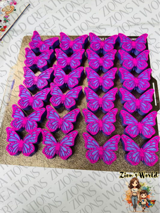 PURPLE/PINK MONARCH BUTTERFLY STRAW TOPPERS (SET OF 12)
