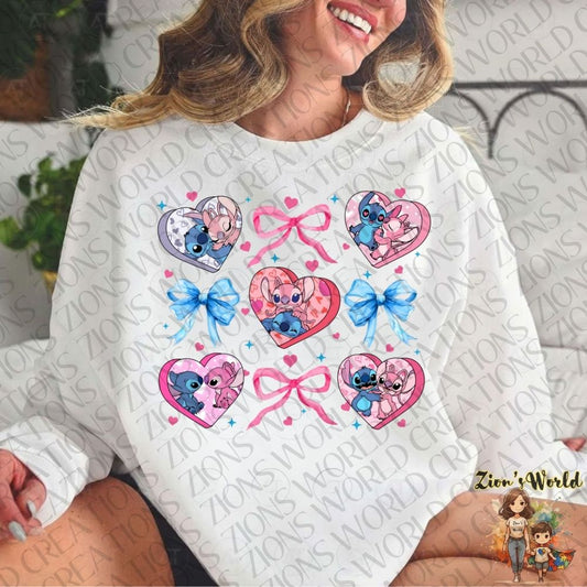 VALENTINES STITCH BOWS & HEARTS DTF