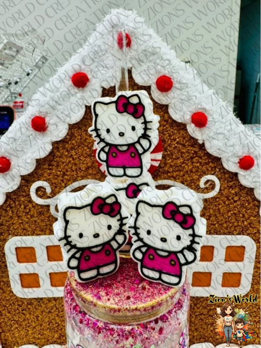 KITTY PINK OUTFIT STRAW TOPPERS (SET OF 12)