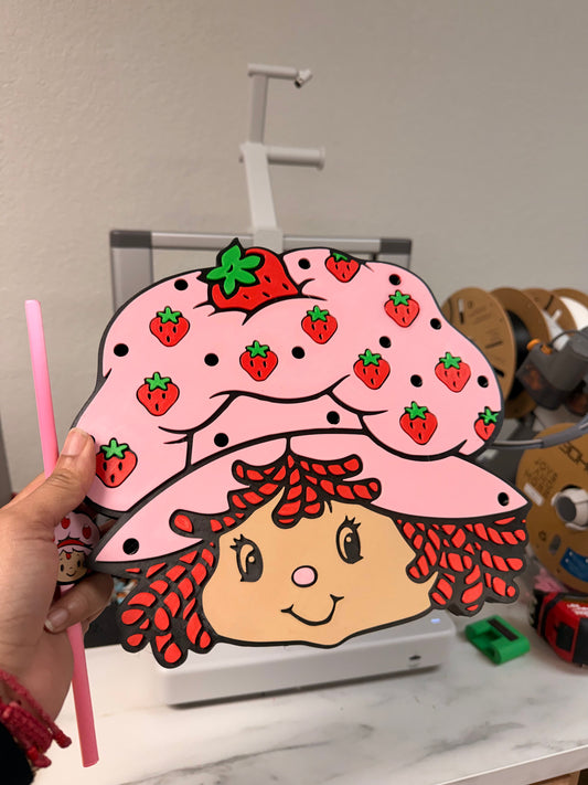 STRAWBERRY GIRL 3D straw topper display