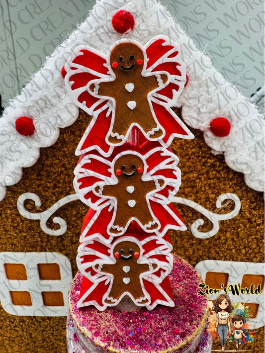 RED GINGERBREAD COQUETTE STRAW TOPPER (SET OF 12)