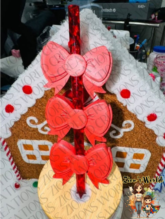 PASSION RED bows STRAW TOPPERS (SET OF 12)