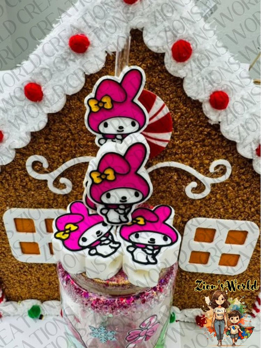 MY MELODY MAGENTA STRAW TOPPERS (SET OF 12)
