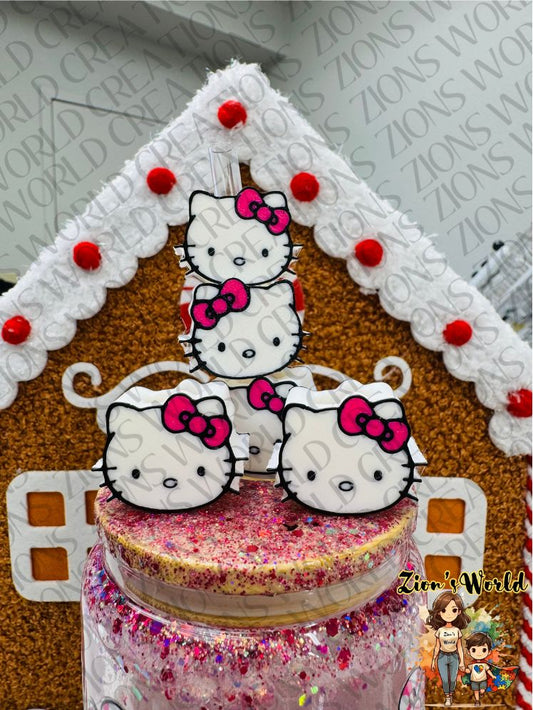 HELLO KITTY PINK BOW STRAW TOPPER (SET OF 12)
